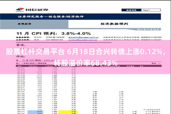 股票杠杆交易平台 6月18日合兴转债上涨0.12%，转股溢价率68.43%